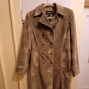 Express paisley green double breasted coat sz 4